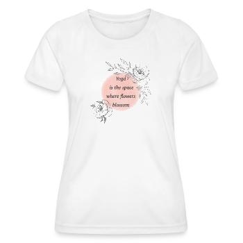 Yoga Raum Blüten erwachen - Frauen Funktions-T-Shirt - Weiß - Vorne - AI Model Female 172 dark (172cm)