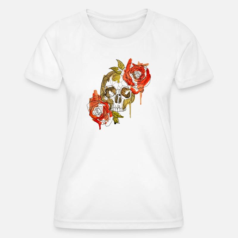 Geometric Skull & Roses - Women's Functional T-Shirt - white