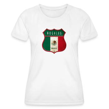 Nogales Mexiko Wappen Design - Frauen Funktions-T-Shirt - Weiß - Vorne - AI Model Female 172 dark (172cm)