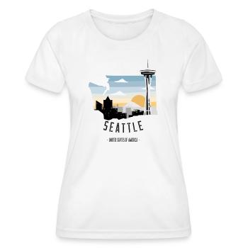 Seattle visuel dessiné - T-shirt sport Femme - blanc - Devant - AI Model Female 172 dark (172cm)