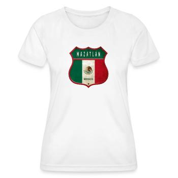 Mazatlán Mexiko Wappen Design - Frauen Funktions-T-Shirt - Weiß - Vorne - AI Model Female 172 dark (172cm)