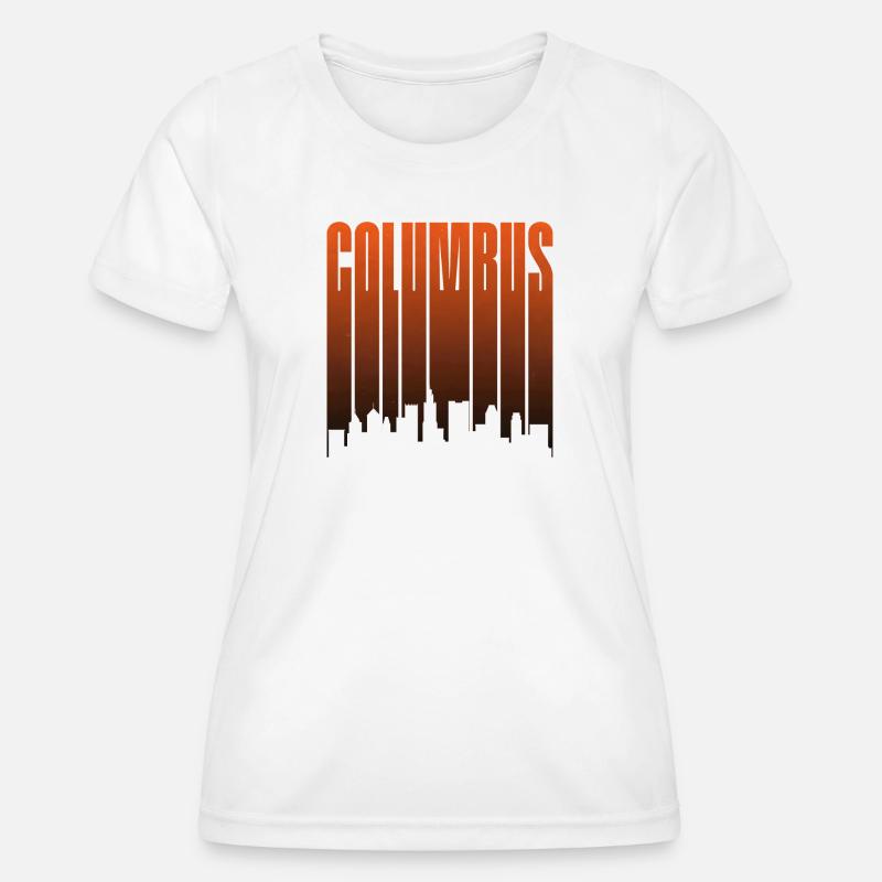 Columbus Skyline Sunset Gradient - Women's Functional T-Shirt - white