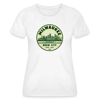 Milwaukee Skyline Brew City Badge - Frauen Funktions-T-Shirt - Weiß - Vorne - AI Model Female 172 dark (172cm)