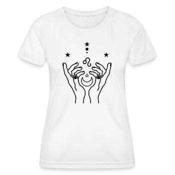 Monochrome Geometrie-Burst - Frauen Funktions-T-Shirt - Weiß - Vorne - AI Model Female 172 dark (172cm)
