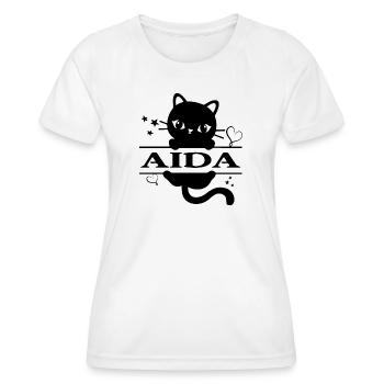 Katze T-Shirt Aida T-Shirt Geschenkidee Katze Katze - Frauen Funktions-T-Shirt - Weiß - Vorne - AI Model Female 172 dark (172cm)