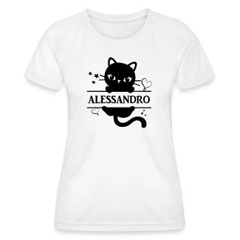 T-Shirt Alessandro T-Shirt Katze Geschenkidee Katze Katze - Frauen Funktions-T-Shirt - Weiß - Vorne - AI Model Female 172 dark (172cm)