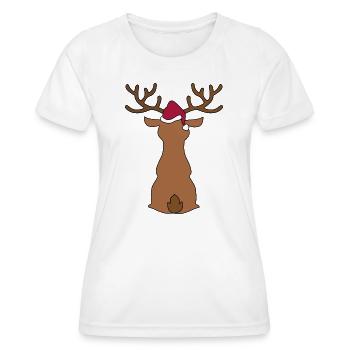Lustiger Elch zu Weihnachten - Frauen Funktions-T-Shirt - Weiß - Vorne - AI Model Female 172 dark (172cm)