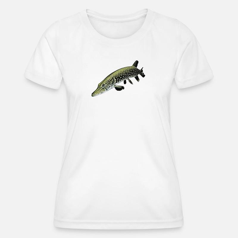 Pike Illustration – Realistic Predator Fish Desig - Women's Functional T-Shirt - white