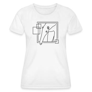 Fourmilier en forme géométrique - Conception d’art au trait - T-shirt sport Femme - blanc - Devant - AI Model Female 172 dark (172cm)