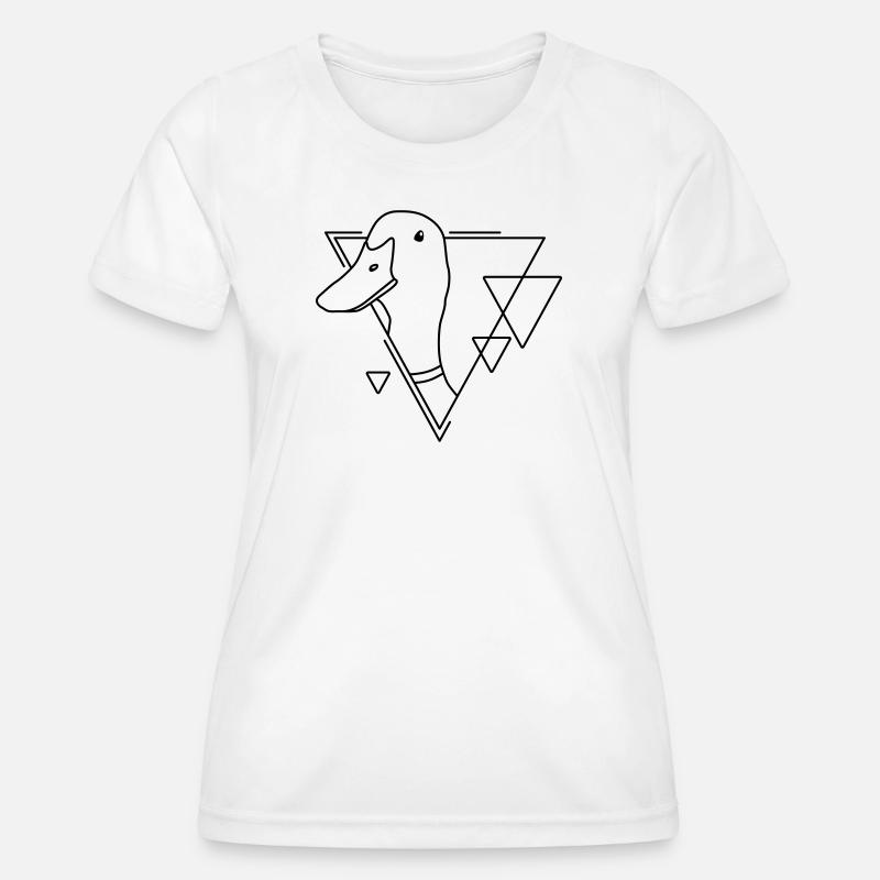 Duck in Geometric Shape - Line Art Design - Women's Functional T-Shirt - white