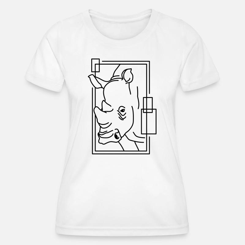 Rhinoceros in geometric design - Women's Functional T-Shirt - white