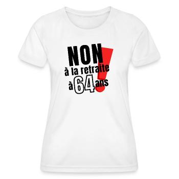 réforme des retraites, retraité, réforme Macron - T-shirt sport Femme - blanc - Devant - AI Model Female 172 dark (172cm)