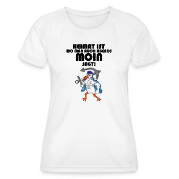 Nordsee Plattdeutsch Spruch Moin Möwe - Frauen Funktions-T-Shirt - Weiß - Vorne - AI Model Female 172 dark (172cm)