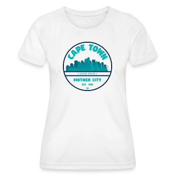 Cape Town Skyline Abzeichen - Frauen Funktions-T-Shirt - Weiß - Vorne - AI Model Female 172 dark (172cm)