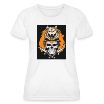 Vector Samurai Warrior Skull Mask Japan - Women's Functional T-Shirt - white - Front - AI Model Female 172 dark (172cm)