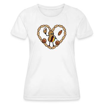 Deutsche Nuss Erdnuss Deutschlandfahne Nüsse - Frauen Funktions-T-Shirt - Weiß - Vorne - AI Model Female 172 dark (172cm)