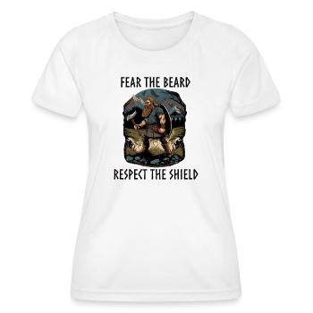 Viking with axe and shield - Frauen Funktions-T-Shirt - Weiß - Vorne - AI Model Female 172 dark (172cm)