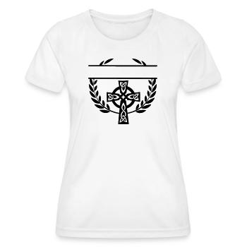 Keltisches Kreuzmonogramm - Frauen Funktions-T-Shirt - Weiß - Vorne - AI Model Female 172 dark (172cm)