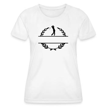 Golfeur en monogramme de couronne de laurier - T-shirt sport Femme - blanc - Devant - AI Model Female 172 dark (172cm)