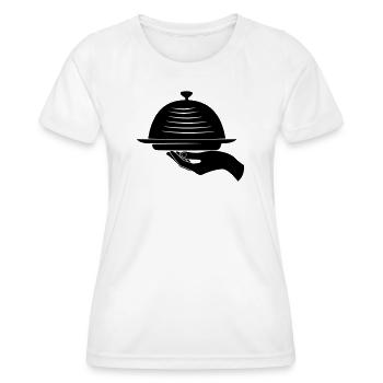 Kellnerhand mit Mahlzeit - Frauen Funktions-T-Shirt - Weiß - Vorne - AI Model Female 172 dark (172cm)
