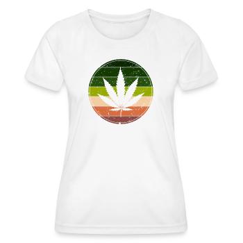 Retro Rainbow Cannabis Runde - Frauen Funktions-T-Shirt - Weiß - Vorne - AI Model Female 172 dark (172cm)