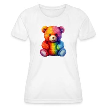 Rainbow Plush Bear Hug - Women's Functional T-Shirt - white - Front - AI Model Female 172 dark (172cm)