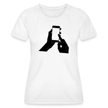Smartphone in der Hand - Frauen Funktions-T-Shirt - Weiß - Vorne - AI Model Female 172 dark (172cm)