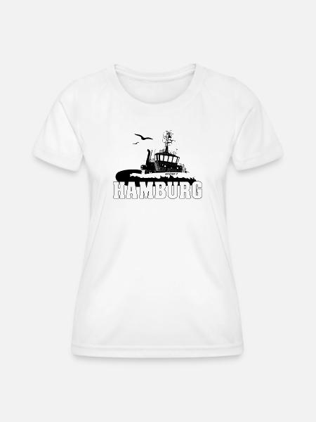Schlepper im Hamburger Hafen - Frauen Funktions-T-Shirt - Weiß