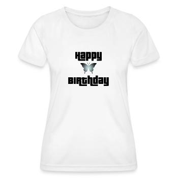 Happy Birthday Schmetterling Design - Frauen Funktions-T-Shirt - Weiß - Vorne - AI Model Female 172 dark (172cm)