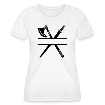 Wikinger Axt Schwert - Frauen Funktions-T-Shirt - Weiß - Vorne - AI Model Female 172 dark (172cm)