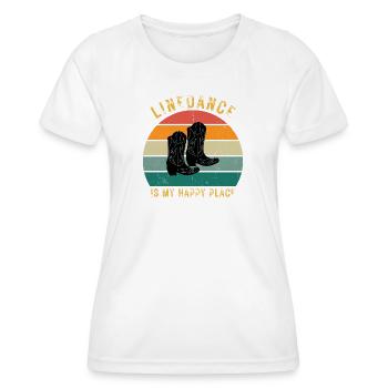 Perfektes Geschenk: "Linedance is my Happy Place" - Frauen Funktions-T-Shirt - Weiß - Vorne - AI Model Female 172 dark (172cm)