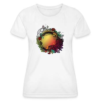 üppiger bunter Rosengarten in Jugendstil Optik - Frauen Funktions-T-Shirt - Weiß - Vorne - AI Model Female 172 dark (172cm)