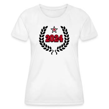 2024 - Geburtstag Jubiläum JGA Hochzeit Jahreszahl - Frauen Funktions-T-Shirt - Weiß - Vorne - AI Model Female 172 dark (172cm)