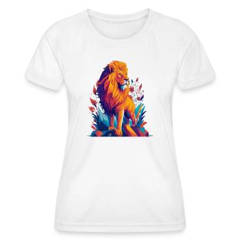 Löwe Polygon - Farbenfrohe Tier Illustration - Frauen Funktions-T-Shirt - Weiß - Vorne - AI Model Female 172 dark (172cm)