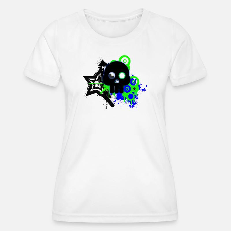 Neon Schädel Spritzer - Frauen Funktions-T-Shirt - Weiß