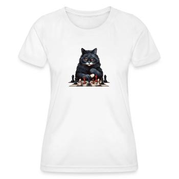 Chat noir jouant aux échecs - T-shirt sport Femme - blanc - Devant - AI Model Female 172 dark (172cm)