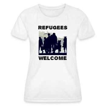 Les réfugiés accueillent la solidarité - T-shirt sport Femme - blanc - Devant - AI Model Female 172 dark (172cm)