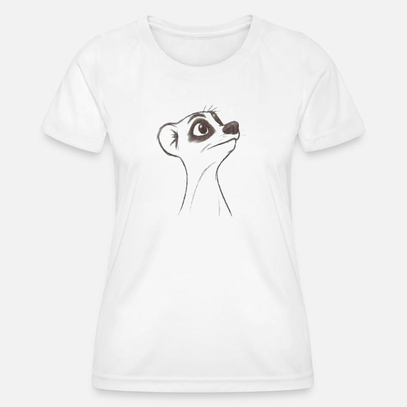 fragendes Erdmännchen - Frauen Funktions-T-Shirt - Weiß