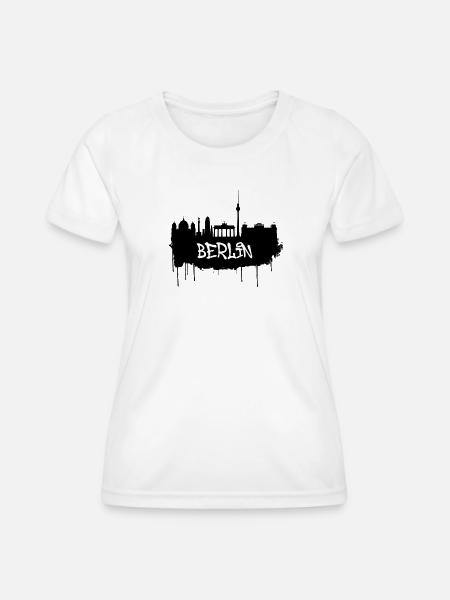 Berlin Graffiti Skyline - Frauen Funktions-T-Shirt - Weiß