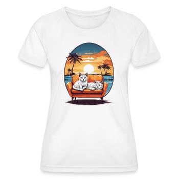 Cats on sofa - Women's Functional T-Shirt - white - Front - AI Model Female 172 dark (172cm)