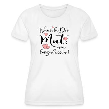 LEICHTIGKEIT - MUT UM LOSZULASSEN SPRÜCHE - Frauen Funktions-T-Shirt - Weiß - Vorne - AI Model Female 172 dark (172cm)