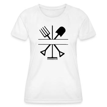 Outil de jardin croisé avec l’espace de texte - T-shirt sport Femme - blanc - Devant - AI Model Female 172 dark (172cm)