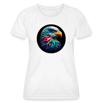 Adler Kopf bunt vor schwarzem Hintergund, Portrait - Frauen Funktions-T-Shirt - Weiß - Vorne - AI Model Female 172 dark (172cm)