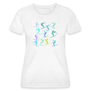 BEGINNERS SKIING SKI SLOPES - Women's Functional T-Shirt - white - Front - AI Model Female 172 dark (172cm)