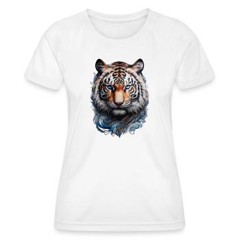 Blue-eyed tiger Maori tattoo style - Women's Functional T-Shirt - white - Front - AI Model Female 172 dark (172cm)