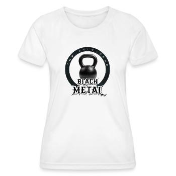 Le seul vrai black metal... kettlebell. Prends-le!! - T-shirt sport Femme - blanc - Devant - AI Model Female 172 dark (172cm)