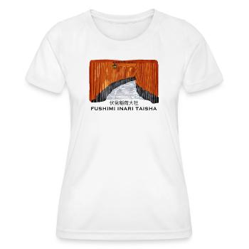 Japan, Kyoto, Fushimi Inari Taisha Torii Drawing - Women's Functional T-Shirt - white - Front - AI Model Female 172 dark (172cm)