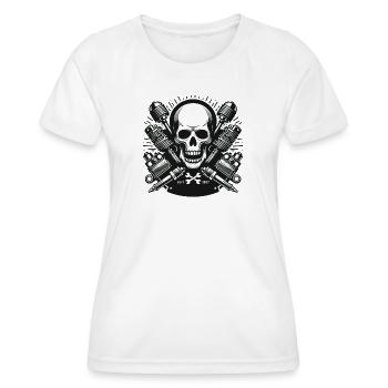 Crâne de motard Design 3 - T-shirt sport Femme - blanc - Devant - AI Model Female 172 dark (172cm)