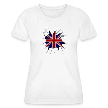 Union jack flag broken glass - Women's Functional T-Shirt - white - Front - AI Model Female 172 dark (172cm)