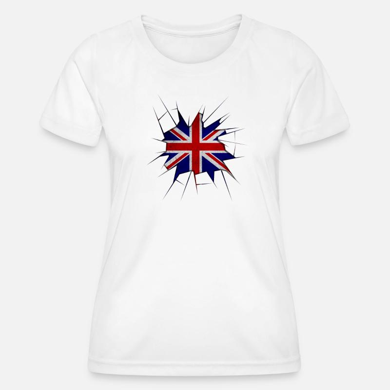 Union jack flag broken glass - Women's Functional T-Shirt - white